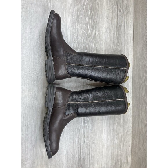 Ugg Women's 6 Brown Leather Shearling Lined Tall Pull On Winter Boots Water - Picture 5 of 13